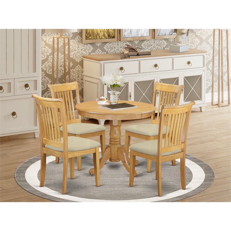 East West Furniture Antique 3-piece Wood Kitchen Table and Chair Set in Oak