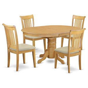 East West Furniture Avon 5-piece Wood Dining Set with Cushion Seat in Oak