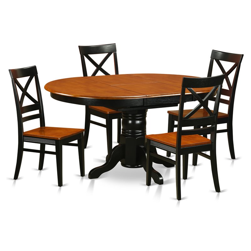 East West Furniture Avon 5-piece Wood Chairs and Dining Table in Black/Cherry