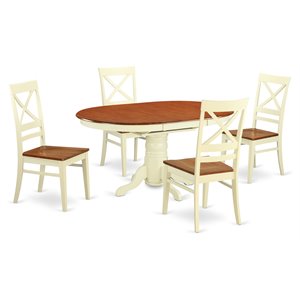 East West Furniture Avon 5-piece Dining Table and Chair Set in Buttermilk/Cherry