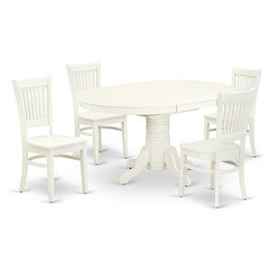 East West Furniture Avon 5-piece Dining Set with Slatted Chair Back in White