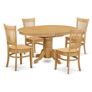 East West Furniture Avon 5-piece Dining Room Set with Table and 4 Chairs in Oak