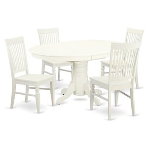 East West Furniture Avon 5-piece Wood Kitchen Table Set in Linen White