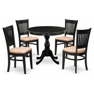 East West Furniture Antique 5-piece Wood Dining Set with Slatted Back in Black