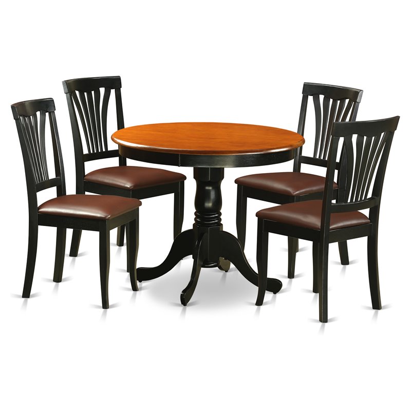 East West Furniture Antique 5-piece Wood Dining Set in Black and Cherry