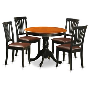 East West Furniture Antique 5-piece Wood Dining Set in Black and Cherry