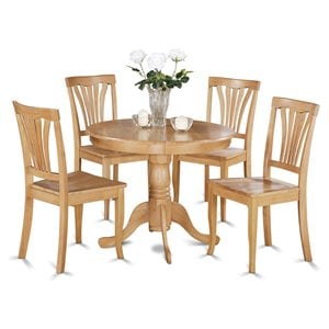 East West Furniture Antique 5-piece Wood Round Table and Dining Chair Set in Oak
