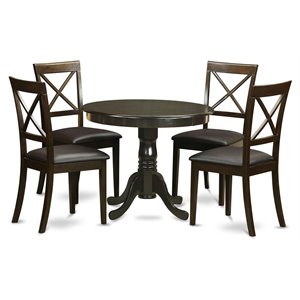 East West Furniture Antique 5-piece Wood Dining Room Set in Cappuccino