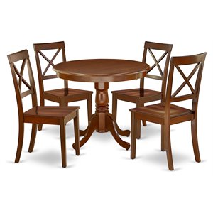 East West Furniture Antique 5-piece Wood Dining Table and Chairs in Mahogany