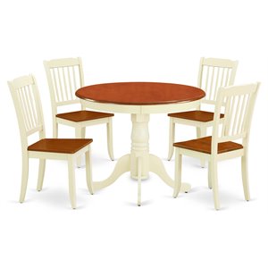 East West Furniture Antique 5-piece Dining Set with Slatted Chairs in Cherry
