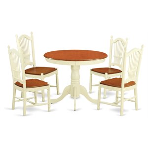 East West Furniture Antique 5-piece Wood Dining Set in Buttermilk and Cherry