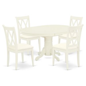 East West Furniture Avon 5-piece Dining Set with Fabric Chairs in White