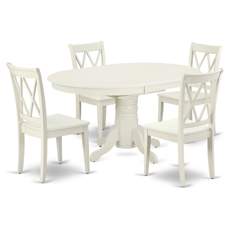 East West Furniture Avon 5-piece Dining Set with Double X back Chairs in White