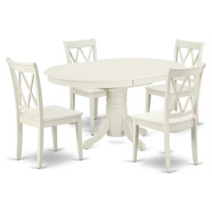 East West Furniture Avon 5-piece Dining Set with Double X back Chairs in White