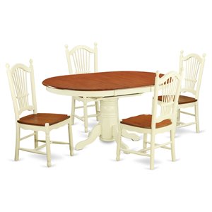 East West Furniture Avon 5-piece Wood Dining Room Set in Buttermilk and Cherry