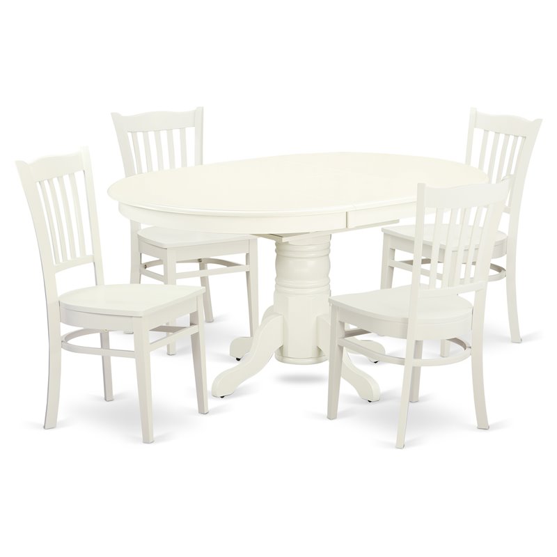 East West Furniture Avon 5-piece Wood Dining Room Set in Linen White