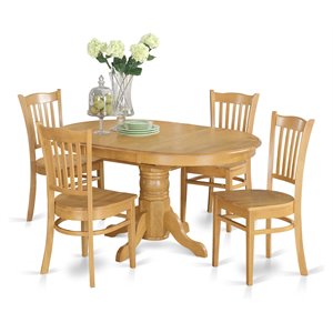 East West Furniture Avon 5-piece Wood Dining Table and Chair Set in Oak