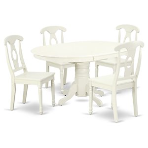 East West Furniture Avon 5-piece Dining Set with Panel Back Chairs in White