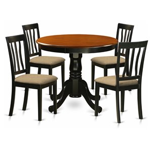 East West Furniture Antique 5-piece Small Table and Chairs in Black and Cherry