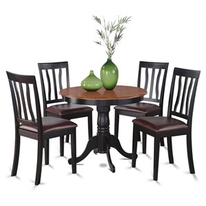 East West Furniture Antique 5-piece Wood Kitchen Set in Black and Cherry