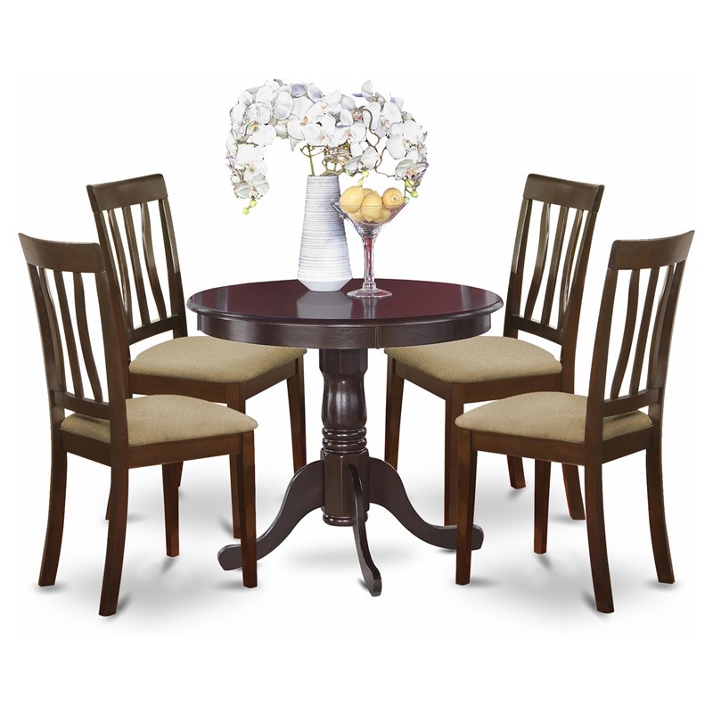 East West Furniture Antique 5-piece Table and Dining Chair Set in Cappuccino