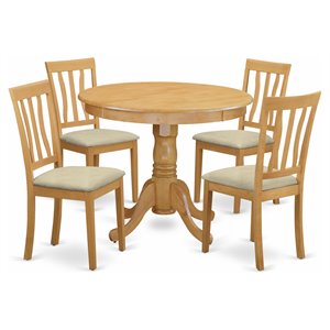 East West Furniture Antique 5-piece Wood Table and Dining Chair Set in Oak
