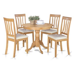 East West Furniture Antique 5-piece Wood Kitchen Table and Chairs in Oak