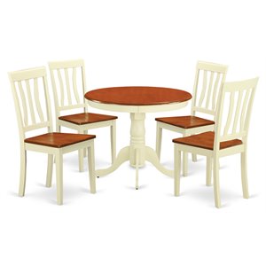 East West Furniture Antique 5-piece Wood Kitchen Table and Chairs in Cherry