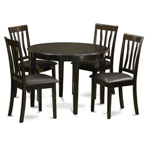 East West Furniture Boston 5-piece Wood Dining Table Set in Cappuccino