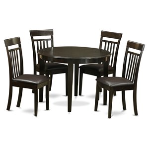 East West Furniture Boston 5-piece Wood Kitchen Table Set in Cappuccino