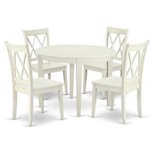 East West Furniture Boston 5-piece Dining Set w/ Double X-Back Chairs in White