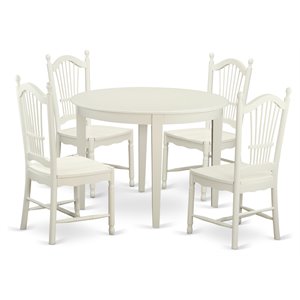 East West Furniture Boston 5-piece Traditional Wood Dining Set in Linen White