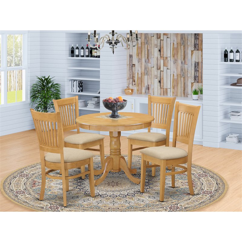 East West Furniture Antique 5-piece Traditional Wood Dining Room Set in Oak