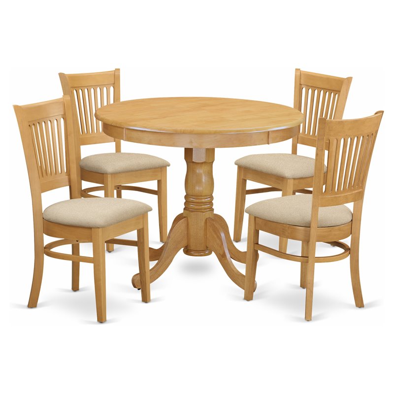 East West Furniture Antique 5-piece Traditional Wood Dining Room Set in Oak