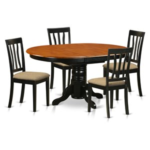 East West Furniture Avon 5-piece Dining Set with Cushion Chairs in Black/Cherry