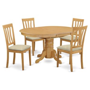 East West Furniture Avon 5-piece Traditional Wood Dining Table Set in Oak