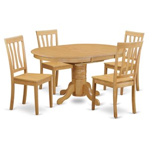 East West Furniture Avon 5-piece Traditional Wood Dining Room Set in Oak