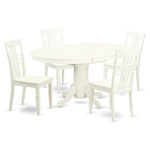East West Furniture Avon 5-piece Wood Dining Table and Chairs in Linen White