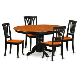 East West Furniture Avon 5-piece Wood Dining Set in Black and Cherry