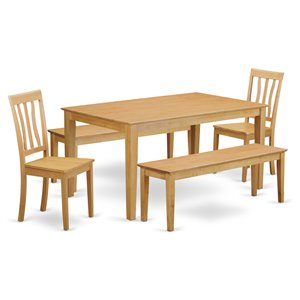 East West Furniture Capri 5-piece Traditional Wood Kitchen Set in Oak