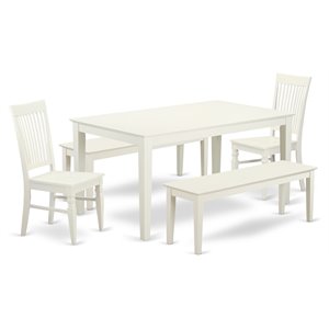 East West Furniture Capri 5Pcs Traditional Wood Dining Set in Linen White