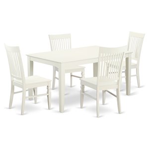 East West Furniture Capri 5-piece Wood Dining Set with Solid Tabletop in White