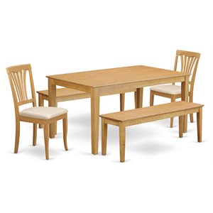 East West Furniture Capri 5-piece Traditional Wood Dining Table Set in Oak