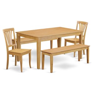 East West Furniture Capri 5-piece Traditional Wood Dining Room Set in Oak