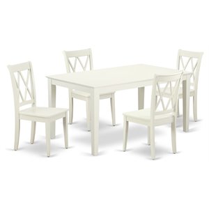East West Furniture Capri 5-piece Wood Dining Set with X back Chairs in White