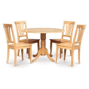 East West Furniture Dublin 5-piece Traditional Wood Dining Room Set in Oak