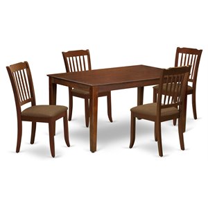 East West Furniture Capri 5-piece Wood Dining Set with Slat Back in Mahogany