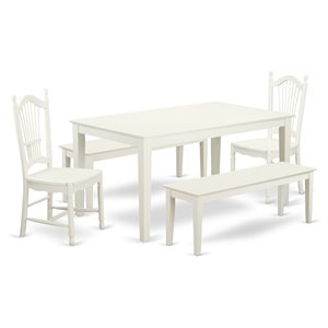 East West Furniture Capri 5-piece Wood Dining Room Set in Linen White