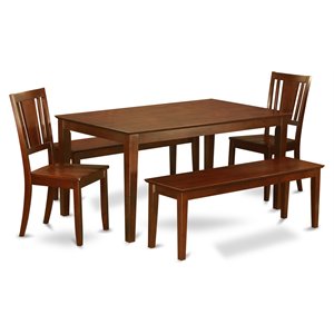 East West Furniture Capri 5-piece Wood Dining Table Set in Mahogany
