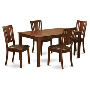 East West Furniture Capri 5-piece Wood Dining Table and Chairs in Mahogany
